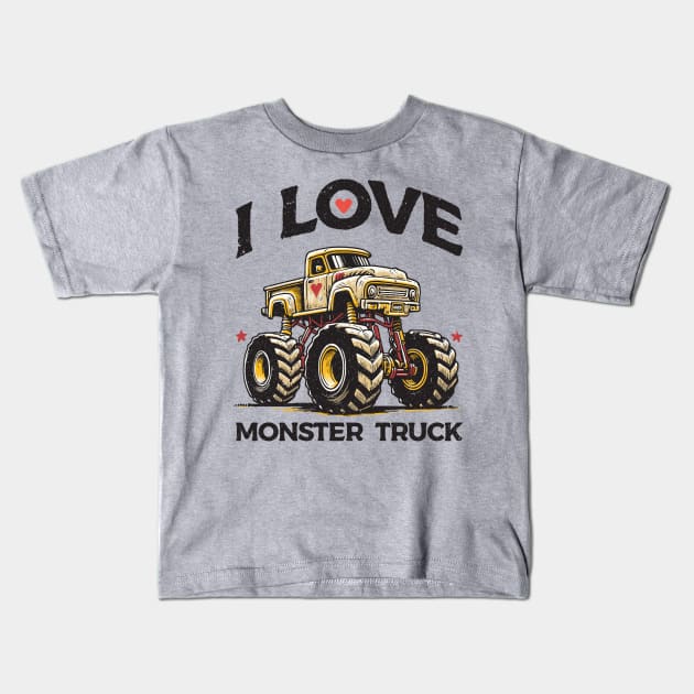 I Love Monster Truck Kids T-Shirt by Yopi